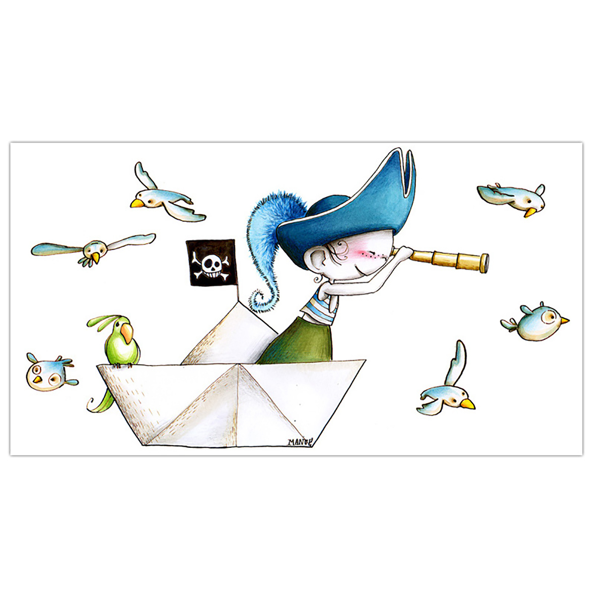 Sticker mural Pirate aux aguets pour enfant- Acte Deco
