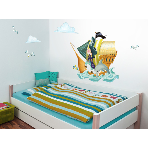 Adhesivo mural Barco pirata para niños - Acte deco