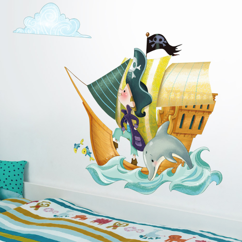 Adhesivo mural infantil Barco pirata