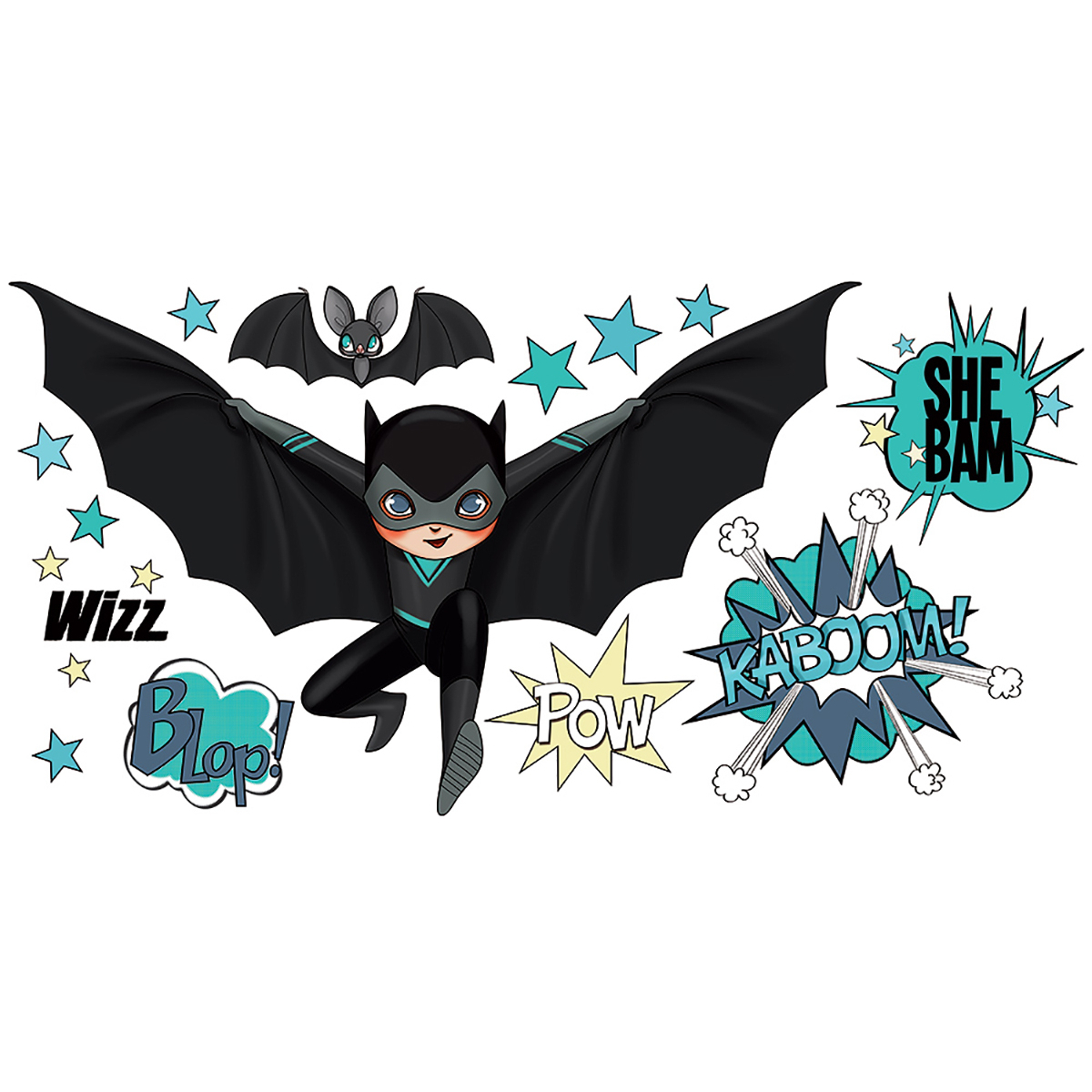 Stickers chambre garçon super heros - Black and Bat - Acte Deco