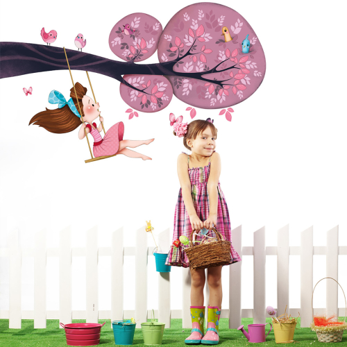 Wall sticker Girl swing for child- Acte deco