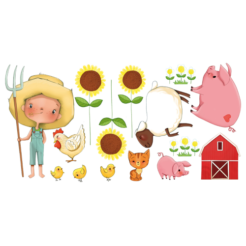 Wall sticker Little boy on the farm for children- Acte deco