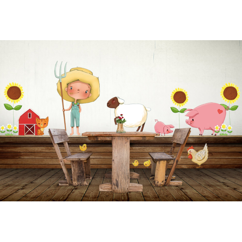 Adesivo murale per bambini "Il bambino della fattoria" - Acte deco