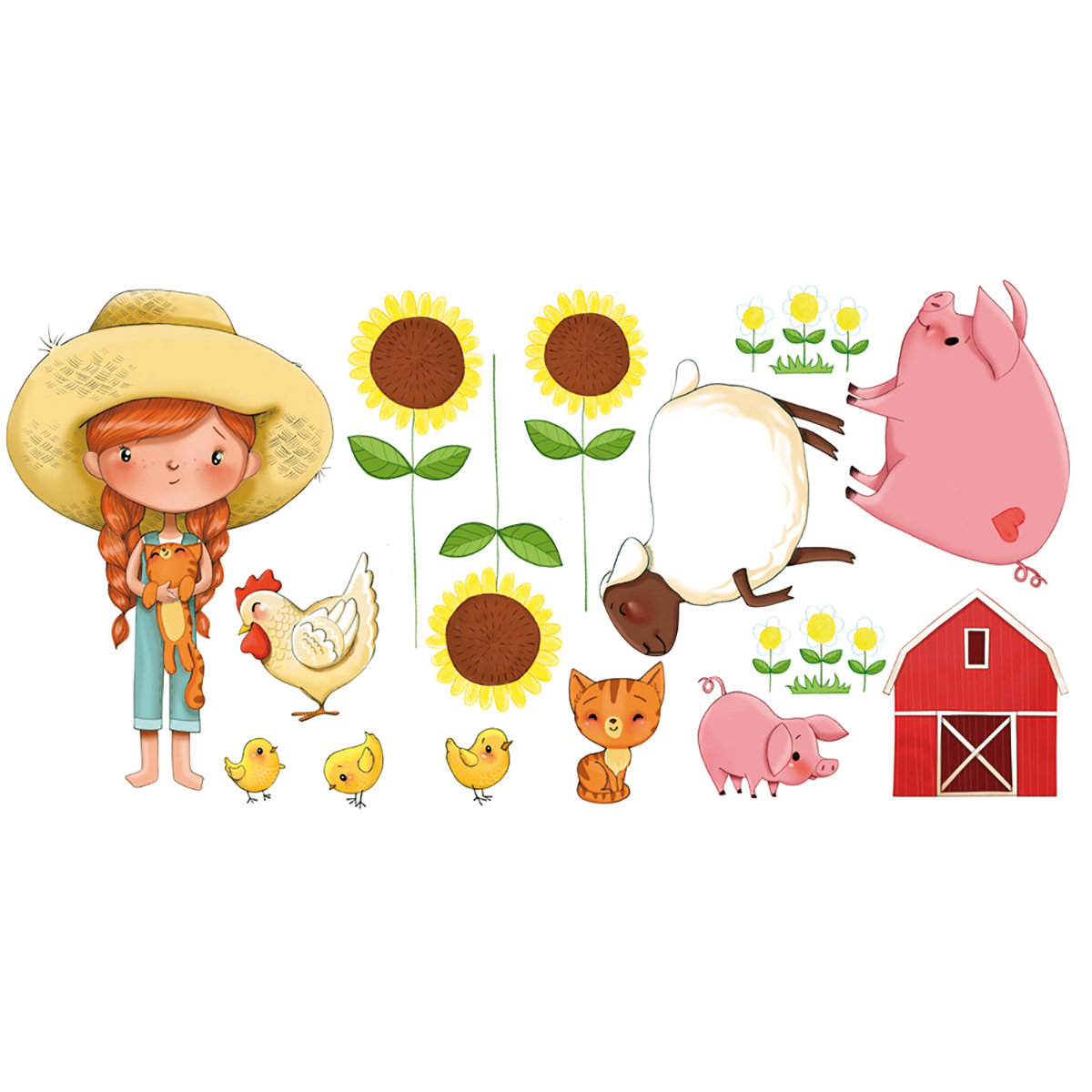Sticker mural Petite fille à la ferme pour enfant- Acte deco