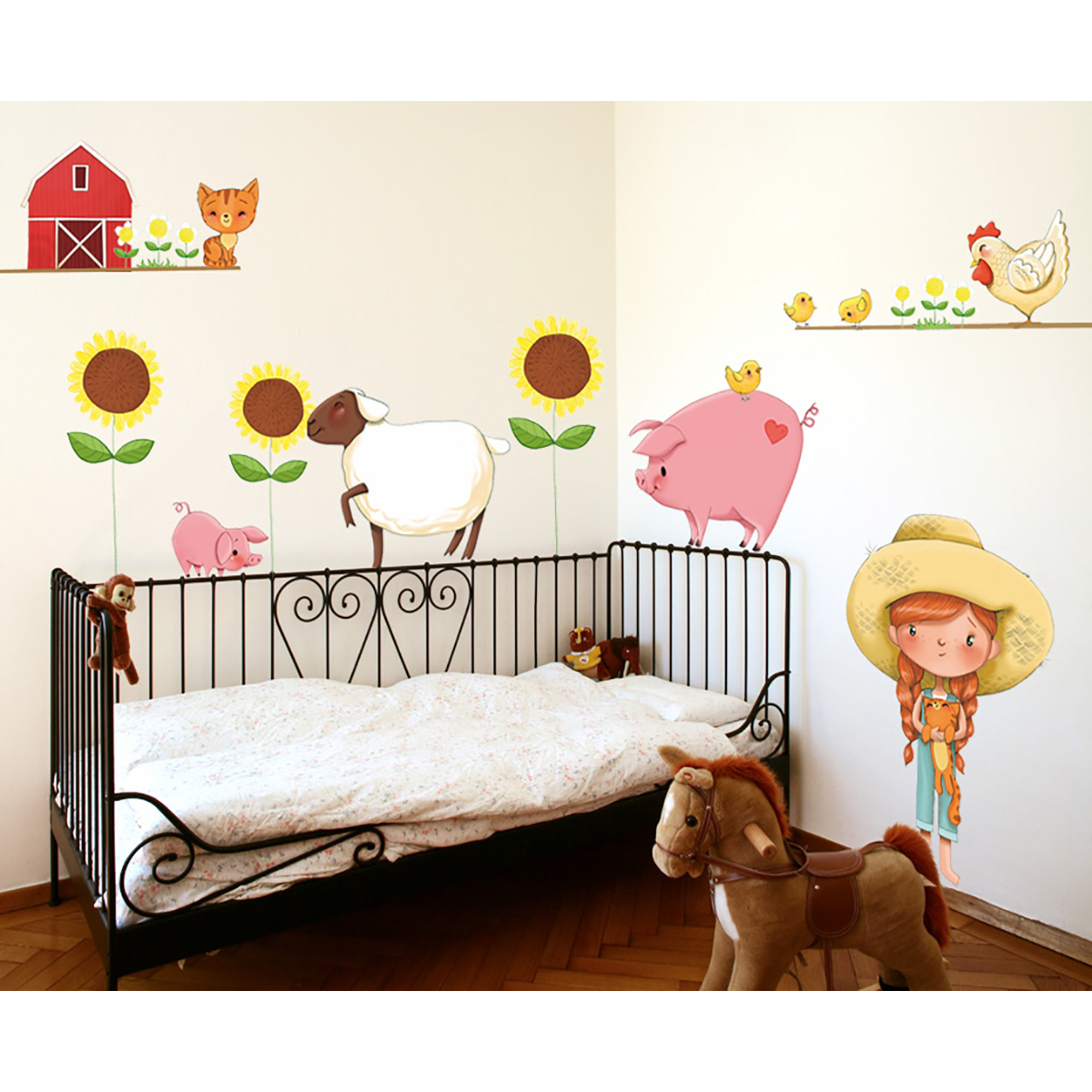 Sticker mural Petite fille à la ferme pour enfant- Acte deco