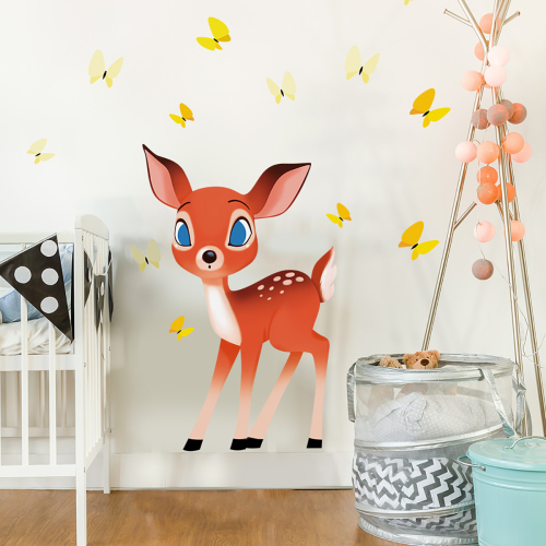 Vinilo decorativo infantil de cervato y mariposas- Acte Deco