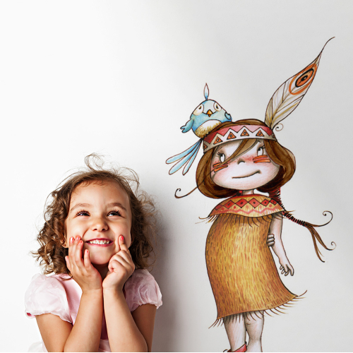 Sticker Mural Petite lune farouche pour enfant