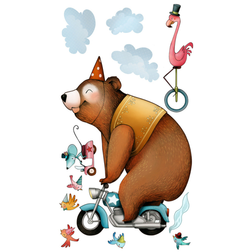 Adhesivo mural infantil Freewheeling menagerie - Acte deco