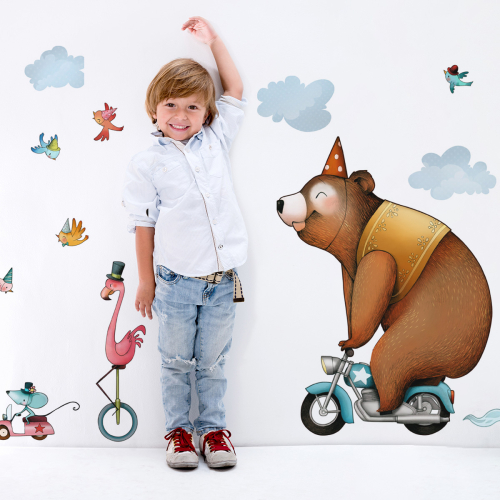 Freewheeling menagerie wall sticker for kids- Acte deco