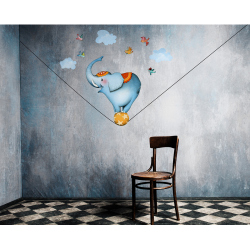 Wall sticker elephant tightrope walker for children- Acte deco