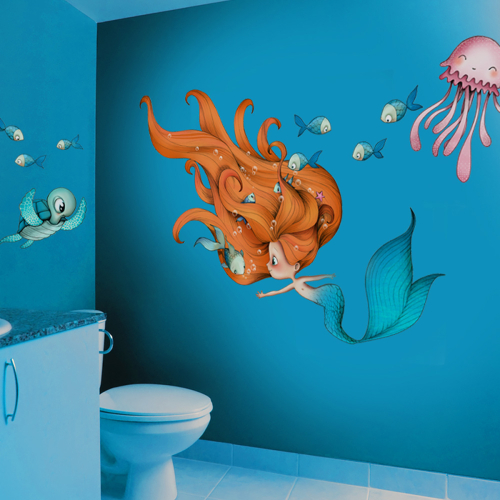 Adesivo murale per bambini Sirena e compagnia - Acte Deco