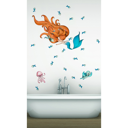 Adesivo murale per bambini Sirena e compagnia - Acte Deco