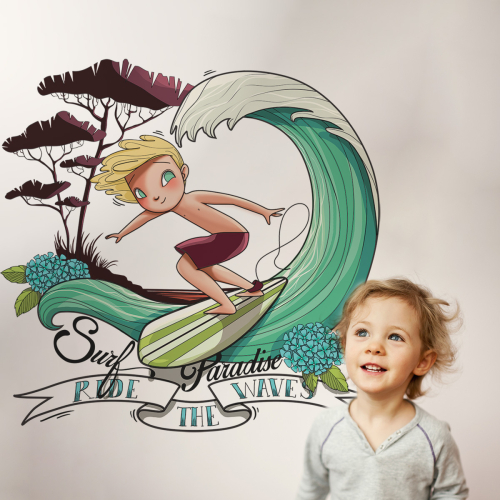 Beach paradise boy wall sticker for kids- Acte Deco