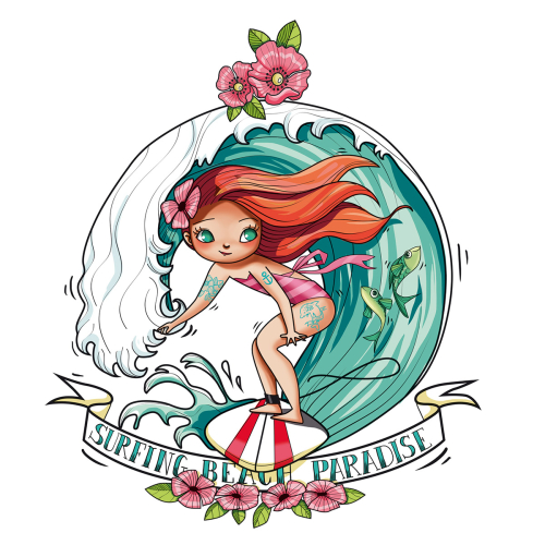 Adesivo murale per bambini "Beach paradise girl" - Acte Deco