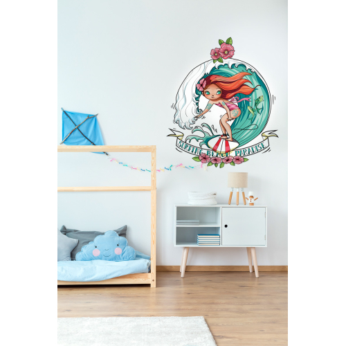 Beach paradise girl wall sticker for kids- Acte Deco