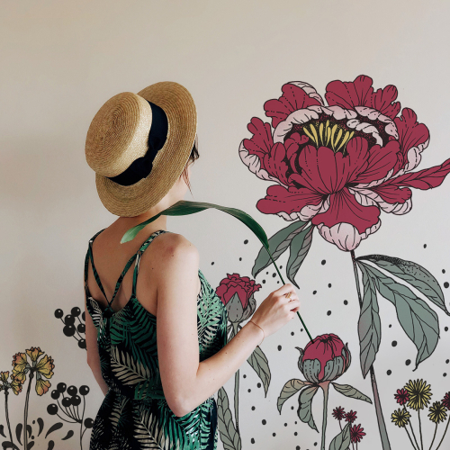 Adhesivo mural floral Mélinda | Acte-Deco