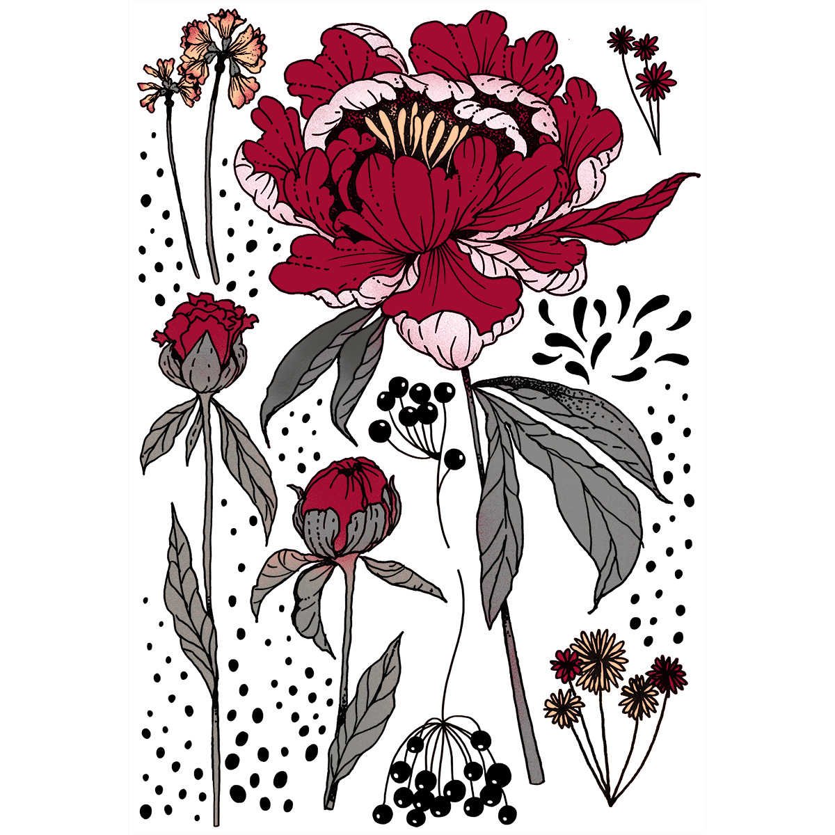 Sticker mural floral Mélinda | Acte-Deco